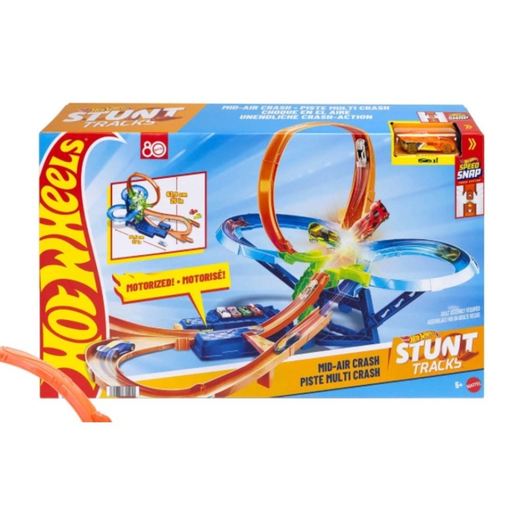 HOT WHEELW/STUNT TRACK MID-AIR-CRASH/ 1:64 DIE CAST/ TOY CAR PLAY SET/BRAND NEW